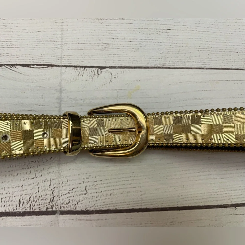 Gold 80s Elite Fresno Checkered Belt